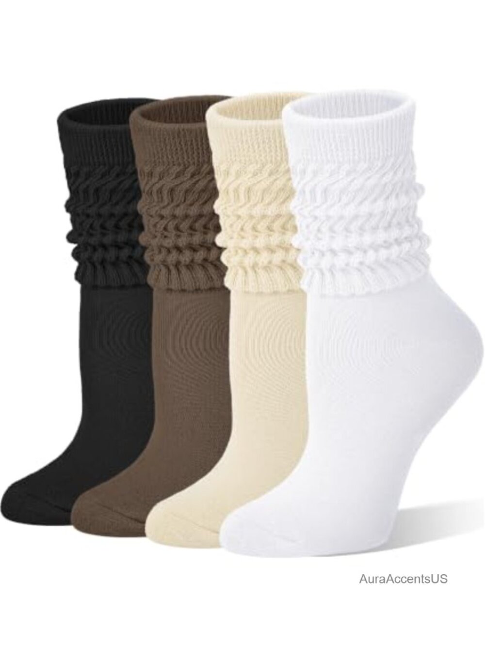 4 Pairs Slouchy Socks Women Cotton Wool Blend Calf Crew Warm